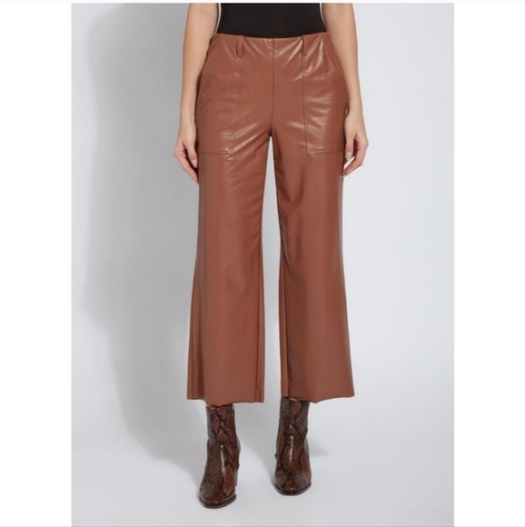 Lysse Pants - Like NEW!! Lyssé Veva Cropped Vegan Leather Pants Brown Size XS